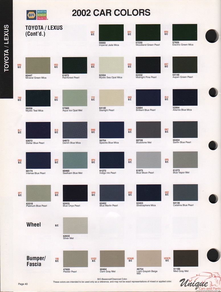 2002 Toyota Paint Charts Martin-Senour - 19senour 3